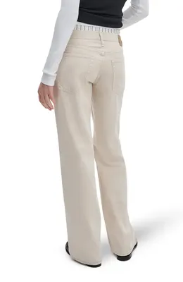 rag & bone rag & bone Featherweight Saige Boxer Relaxed Straight Leg Jeans in Sand Stripe — Women Spring white Pants