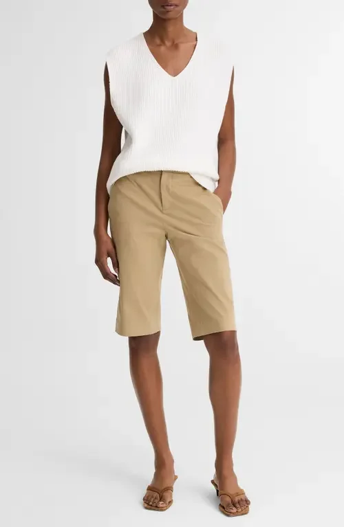 Vince Vince Relaxed V-Neck Cotton Blend Sweater Vest in Optic White — Women Winter white Sweaters & Knits