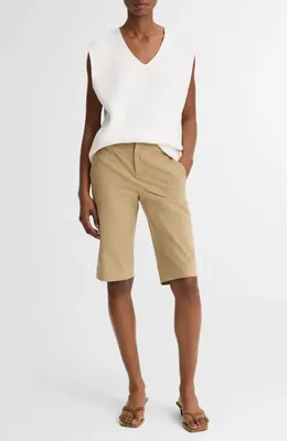 Vince Vince Relaxed V-Neck Cotton Blend Sweater Vest in Optic White — Women Winter white Sweaters & Knits