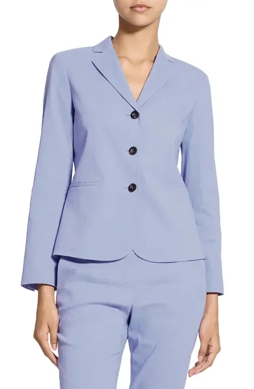 Theory Theory Shrunken Linen Blend Jacket in Lavender Glow — Women Summer silver Outerwear