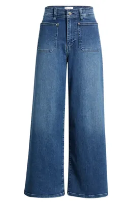 FRAME FRAME Le Slim Palazzo Crop Wide Leg Jeans in Archive — Women Winter blue Pants