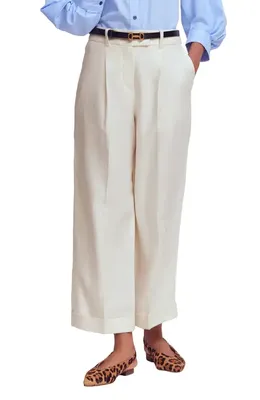 Boden Boden Chiswick Crop Linen Pants in Ivory — Women Winter ivory Pants