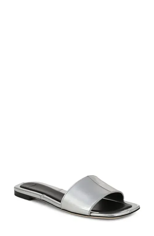 Vince Vince Valeria Slide Sandal in Silver — Women Winter white Shoes