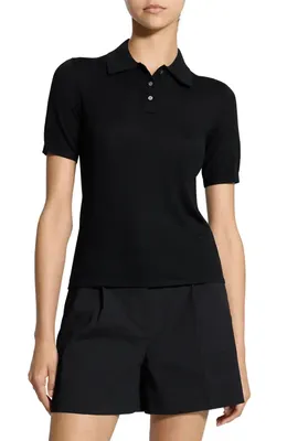 Theory Theory Merino Wool Polo in Black — Women Winter black Polos