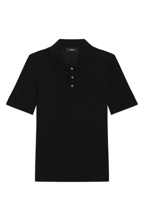 Theory Theory Merino Wool Polo in Black — Women Winter black Polos