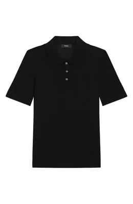 Theory Theory Merino Wool Polo in Black — Women Winter black Polos