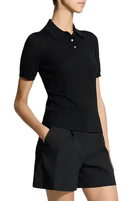 Theory Theory Merino Wool Polo in Black — Women Winter black Polos