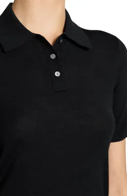 Theory Theory Merino Wool Polo in Black — Women Winter black Polos