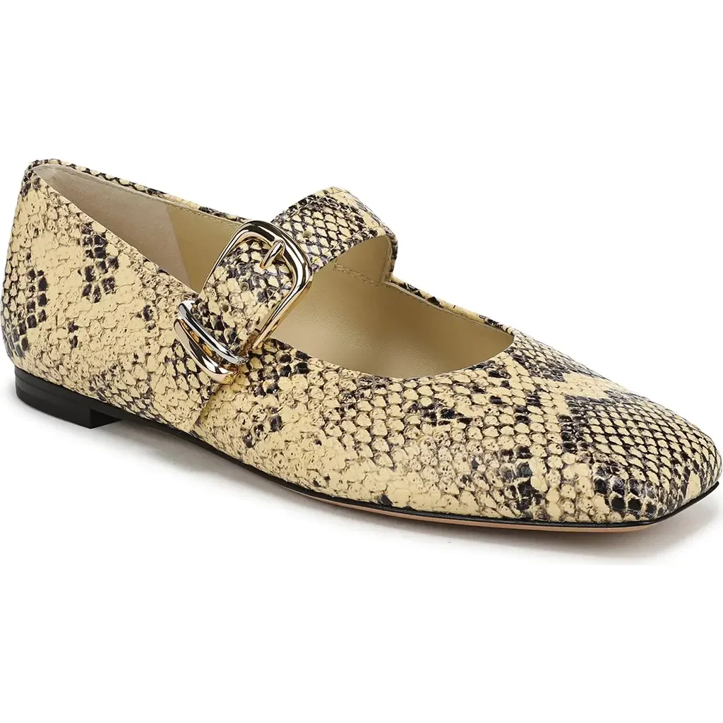 Vince Vince Daniela Mary Jane Flat in Cashew Snake — Women Autumn khaki Shoes