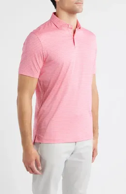 johnnie-O johnnie-O Beau Stripe Performance Polo in Pink Lemonade — Men Spring pink Tops