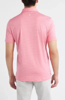 johnnie-O johnnie-O Beau Stripe Performance Polo in Pink Lemonade — Men Spring pink Tops