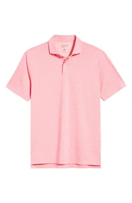 johnnie-O johnnie-O Beau Stripe Performance Polo in Pink Lemonade — Men Spring pink Tops