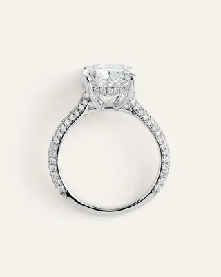 Quince Quince | Women's Lab Grown Diamond Elongated Cushion Pave Cathedral Engagement Ring 5ctw in White Gold — Women Summer ivory Accessories