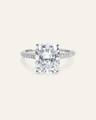 Quince Quince | Women's Lab Grown Diamond Elongated Cushion Pave Cathedral Engagement Ring 5ctw in White Gold — Women Summer ivory Accessories