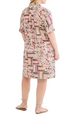 NIC+ZOE NIC+ZOE Devon Colorweave Shirtdress in Pink Multi — Women Spring pink Dresses