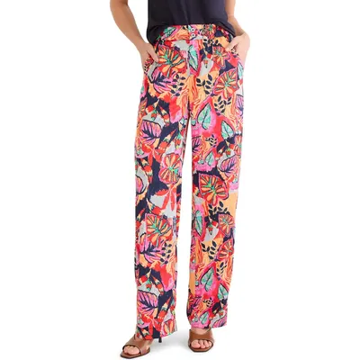NIC+ZOE NIC+ZOE Kauai Garden Wide Leg Pants in Red Multi — Women Spring red Pants