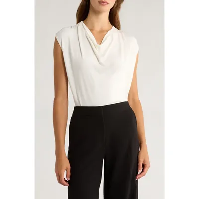 Vince Vince Cowl Neck Sleeveless Top in Gesso — Women Winter white Tops