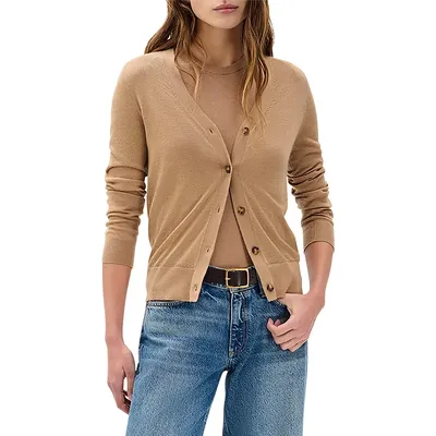 rag & bone rag & bone Adeline Cashmere Cardigan in Camel — Women Autumn camel Sweaters & Knits