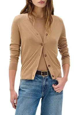 rag & bone rag & bone Adeline Cashmere Cardigan in Camel — Women Autumn camel Sweaters & Knits
