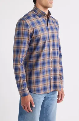 johnnie-O johnnie-O Angelos Plaid Cotton Button-Up Shirt in Hazelnut — Men Summer blue Button-Down Shirts