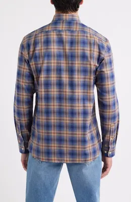 johnnie-O johnnie-O Angelos Plaid Cotton Button-Up Shirt in Hazelnut — Men Summer blue Button-Down Shirts