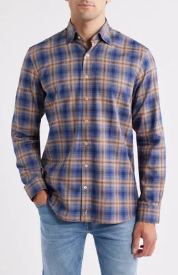 johnnie-O johnnie-O Angelos Plaid Cotton Button-Up Shirt in Hazelnut — Men Summer blue Button-Down Shirts