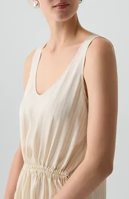 Theory Theory Drawstring Waist Tank in Rice Multi — Women Spring white Tank Tops & Camis