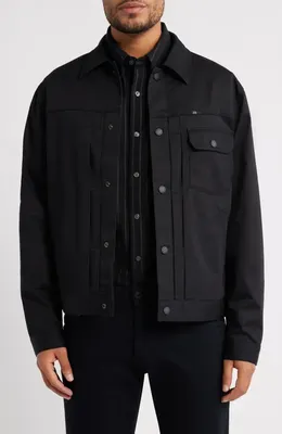 AG AG Sid Stretch Cotton Blend Jacket in True Black — Men Winter black Outerwear