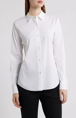 Theory Theory Tenia Cotton Blend Blouse in White — Women Winter white Tops