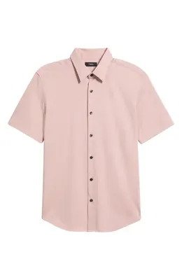 Theory Theory Irving Short Sleeve Button-Up Shirt in Chalk Pink - Vin — Men Spring pink Button-Down Shirts