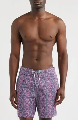johnnie-O johnnie-O Star Spangled Swim Trunks in Punch — Men Winter red Swimwear