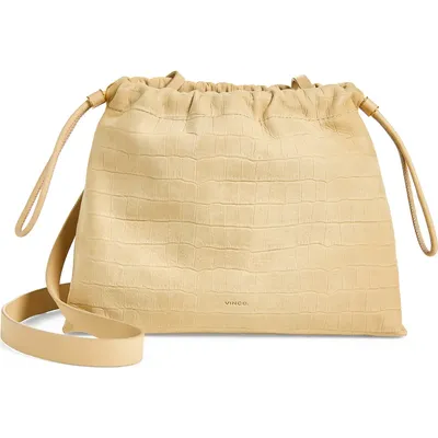 Vince Vince Sarai Croc Embossed Leather Crossbody Bag in Marzipan — Women Spring beige Accessories