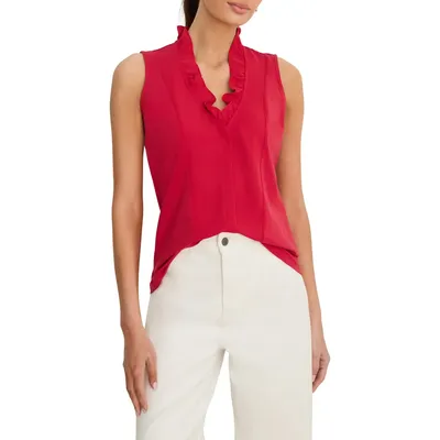 NIC+ZOE NIC+ZOE Ruffle Around Tank in True Red — Women Autumn red Tops