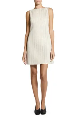 Theory Theory Stripe Sleeveless Minidress in Oat Multi — Women Spring ivory Mini Dresses