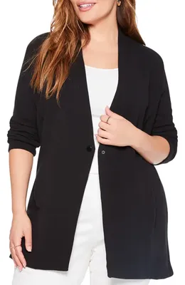 NIC+ZOE NIC+ZOE Grace Open Front Knit Jacket in Black Onyx — Women Winter black Outerwear