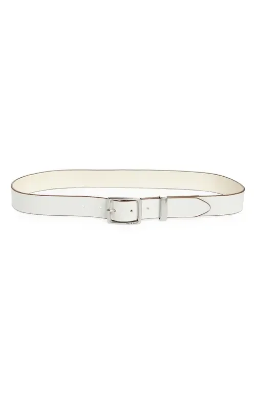 rag & bone rag & bone X Boyfriend Leather Belt in Antique White — Women Winter ivory Accessories