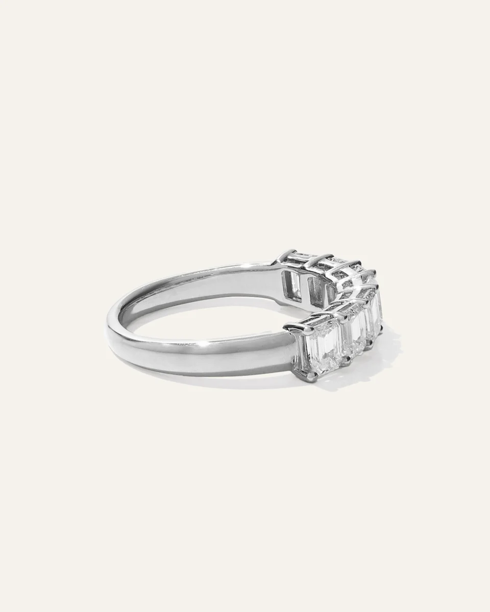 Quince Quince | Women's Lab Grown Diamond Emerald Seven Stone Band Rings in White Gold in White Gold — Women Winter Jewelry