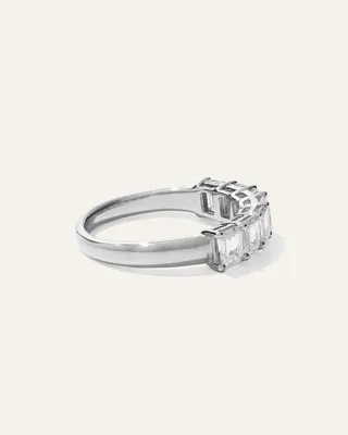 Quince Quince | Women's Lab Grown Diamond Emerald Seven Stone Band Rings in White Gold in White Gold — Women Winter Jewelry