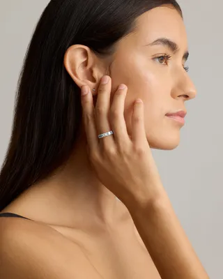 Quince Quince | Women's Lab Grown Diamond Emerald Seven Stone Band Rings in White Gold in White Gold — Women Winter Jewelry