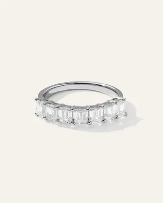 Quince Quince | Women's Lab Grown Diamond Emerald Seven Stone Band Rings in White Gold in White Gold — Women Winter Jewelry