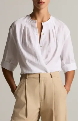 Vince Vince Pleated Top in Optic White — Women Winter white Tops