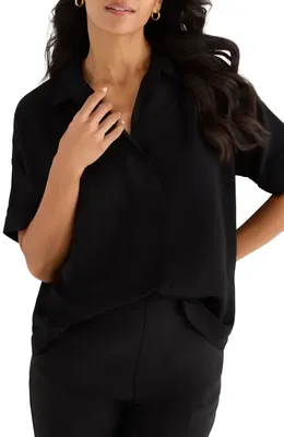 NIC+ZOE NIC+ZOE Devon Shirt in Black Onyx — Women Winter black Tops