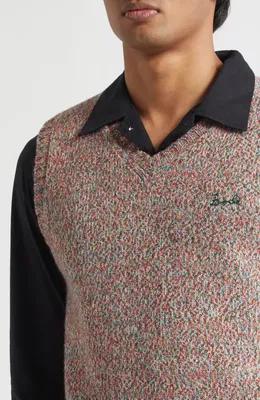 Bode Bode Falls Sweater Vest in Red Multi — Men Autumn brown Tops
