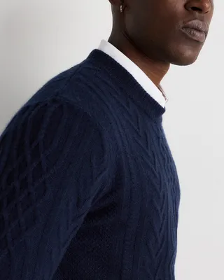Quince Quince | Men's Mongolian Cashmere Cable Crewneck Sweater in True Navy — Men Winter navy Sweaters & Knits