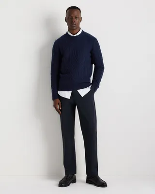 Quince Quince | Men's Mongolian Cashmere Cable Crewneck Sweater in True Navy — Men Winter navy Sweaters & Knits