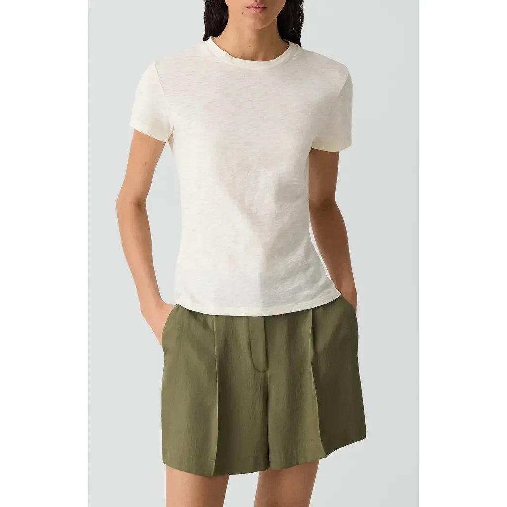 Theory Theory 2 Nebulous Organic Cotton Tiny Tee in Lemongrass - 2Eo — Women Spring white Tops