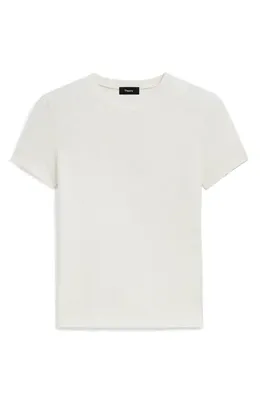 Theory Theory 2 Nebulous Organic Cotton Tiny Tee in Lemongrass - 2Eo — Women Spring white Tops