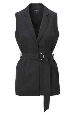 rag & bone rag & bone Mandi Belted Vest in Black — Women Winter black Vests