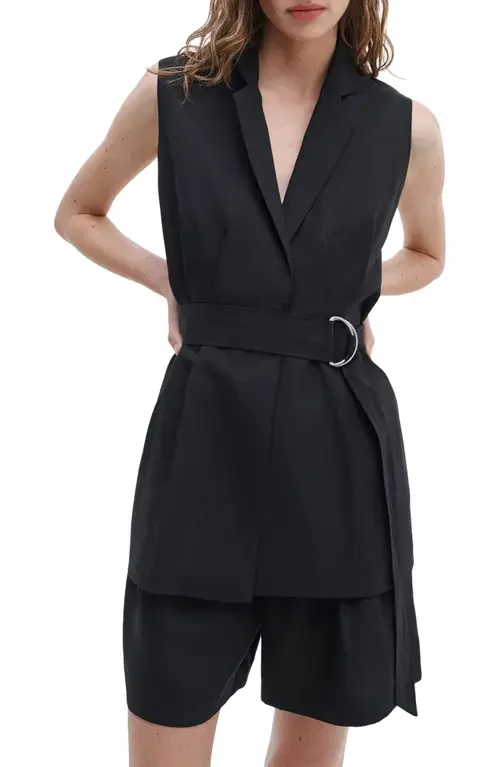 rag & bone rag & bone Mandi Belted Vest in Black — Women Winter black Outerwear