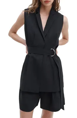 rag & bone rag & bone Mandi Belted Vest in Black — Women Winter black Vests